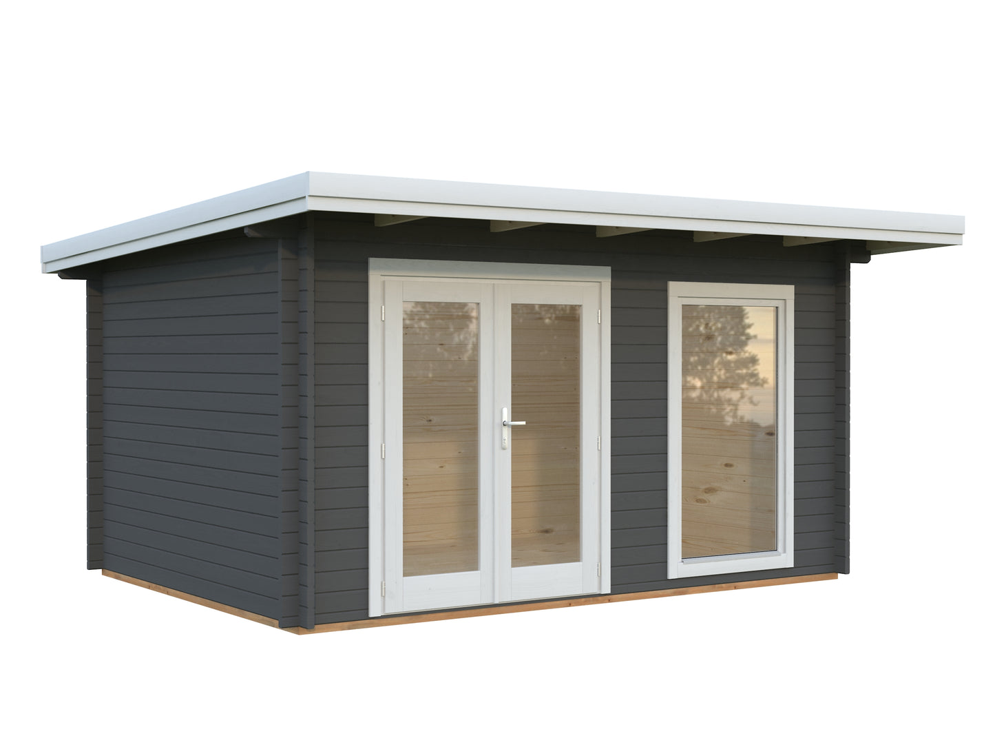 Palmako Heidi 11,7 m2 - Lackiert dunkelgrau RAL7012 + weiß RAL9016