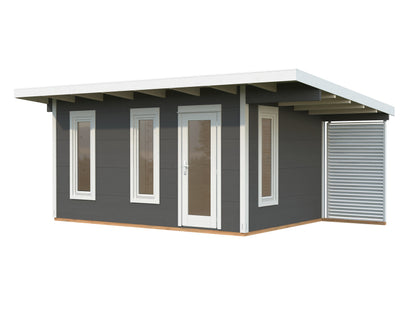 Palmako Grace 12,4+4,1 m2 - Lackiert hellgrau RAL7042 + anthrazit RAL7016