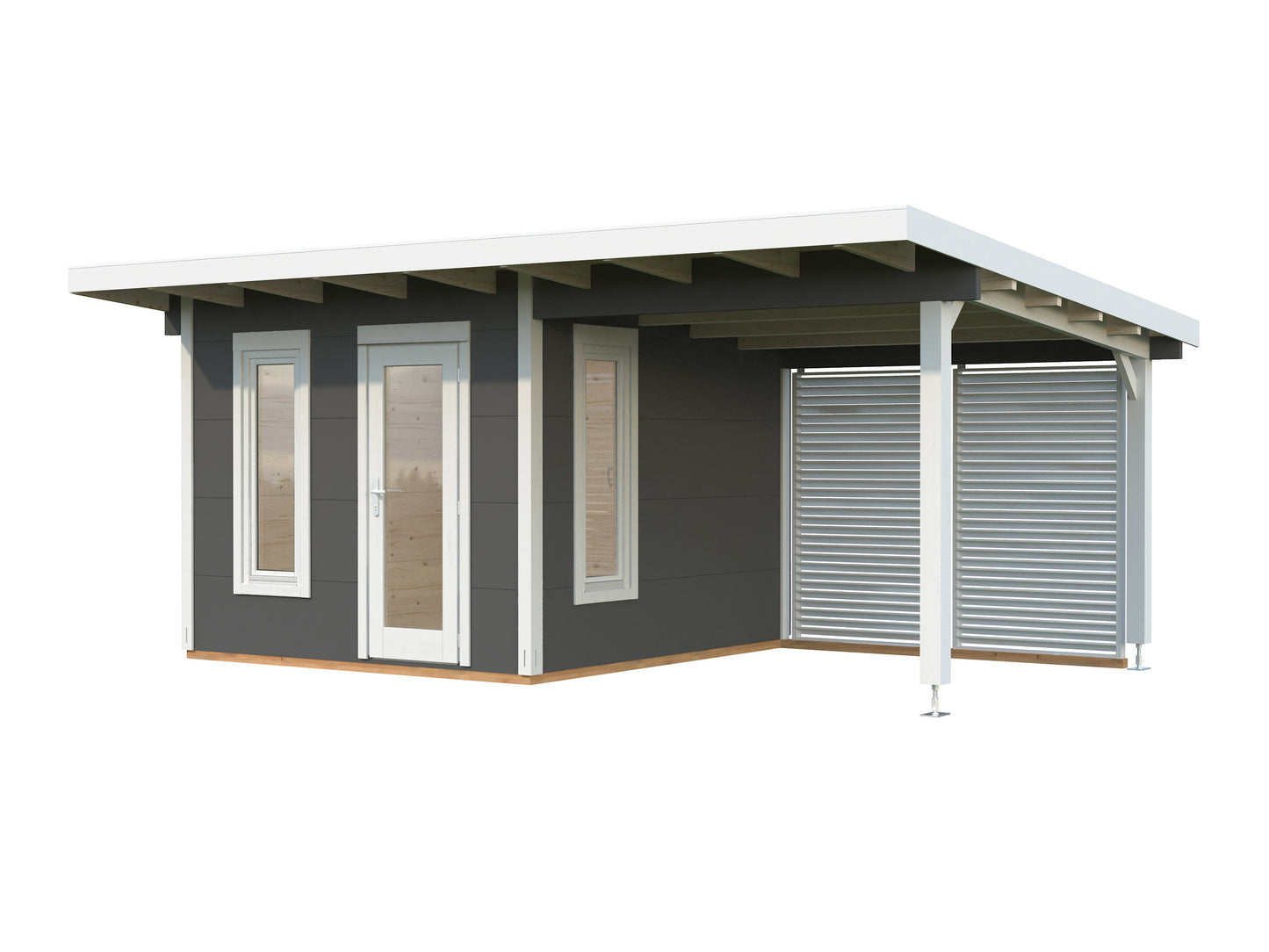 Palmako Grace 8,1+8,1 m2 - Lackiert hellgrau RAL7042 + weiß RAL9016