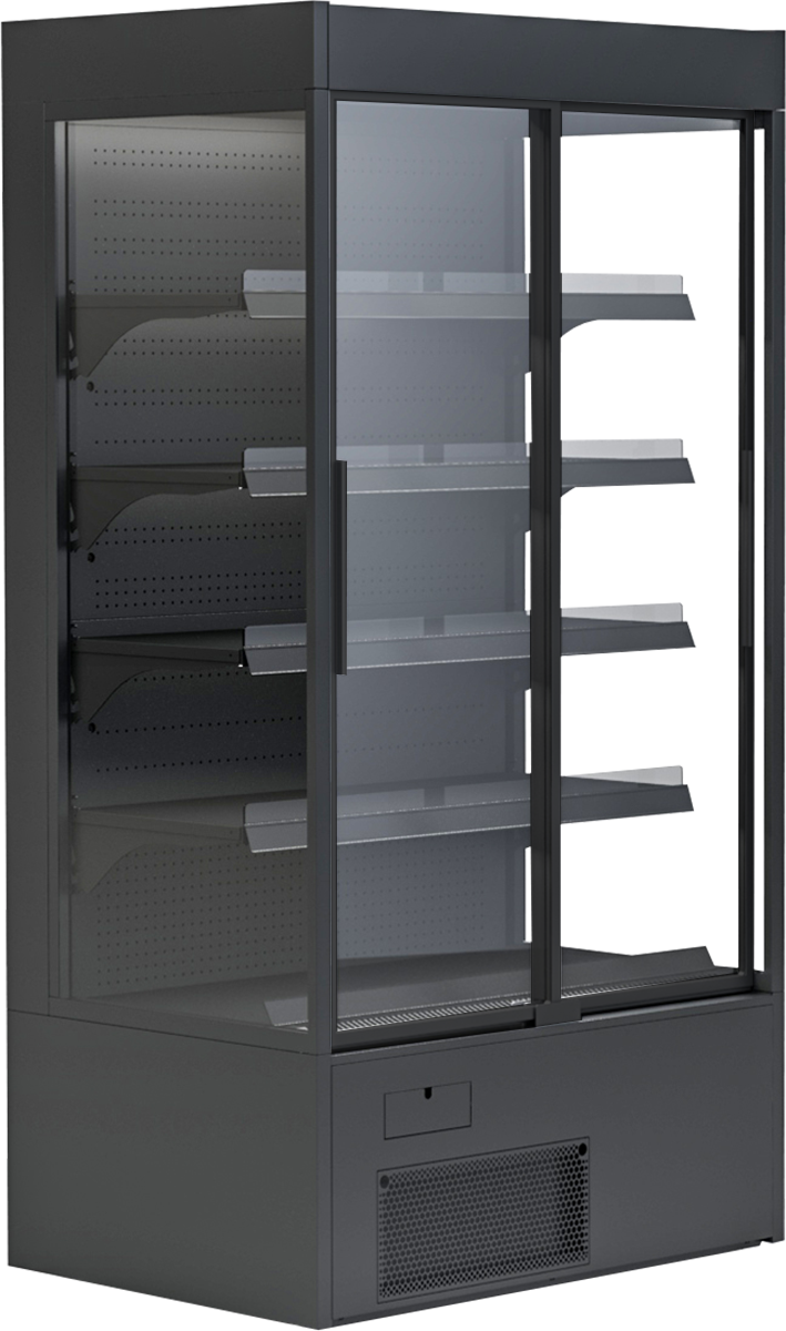 KBS Gastrotechnik Wandkühlregal Variant 167 Black Line mit Glasschiebetüren
