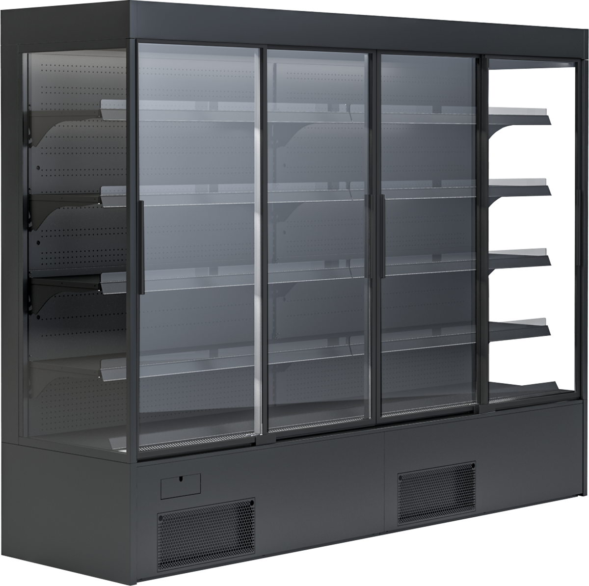 KBS Gastrotechnik Wandkühlregal Variant 257 Black Line mit Glasschiebetüren