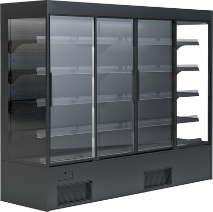 KBS Gastrotechnik Wandkühlregal Variant 257 Black Line mit Glasschiebetüren