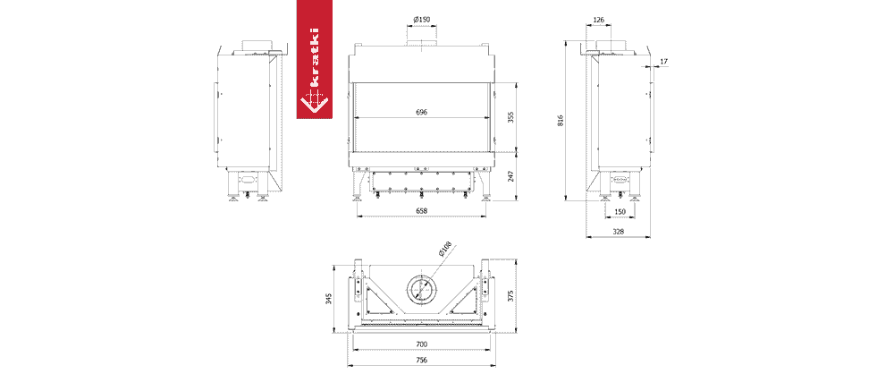 Kratki Gaskamin KRATKI LEO 70 Vorderseite Propan ? 100/150 4,8 kW