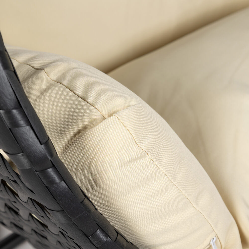 Home Deluxe Polyrattan Hängesessel mit Regenabdeckung TWIN DELUXE - Schwarz/Creme für 2 Personen