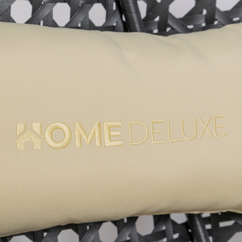 Home Deluxe Polyrattan Hängesessel mit Regenabdeckung TWIN DELUXE - Schwarz/Creme für 2 Personen