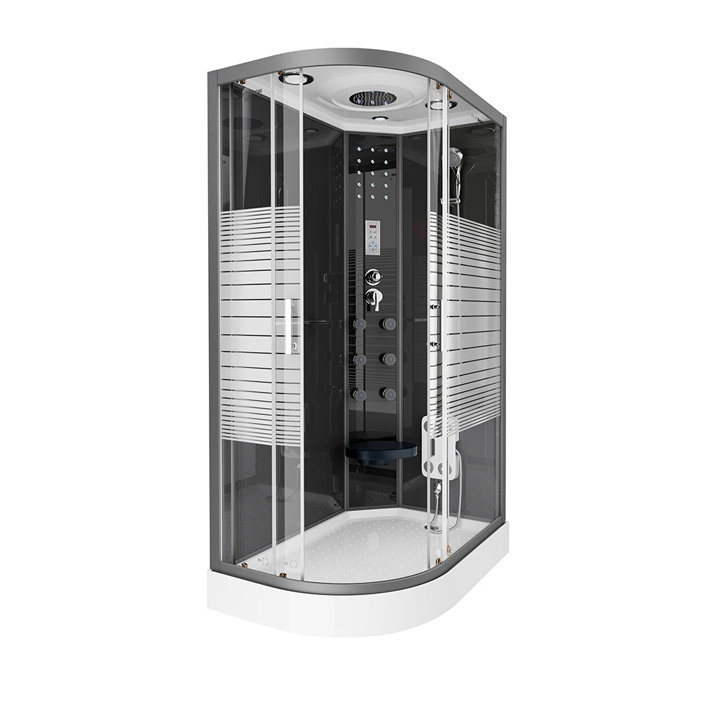 Home Deluxe Duschkabine BLACK PEARL mit Regendusche - 120 x 80 cm Links