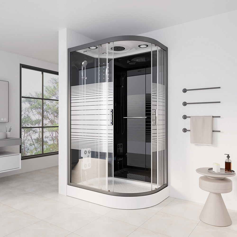Home Deluxe Duschkabine BLACK PEARL mit Regendusche - 120 x 80 cm Rechts