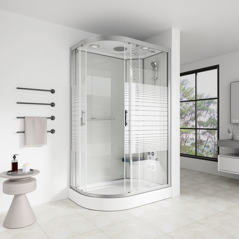 Home Deluxe Duschkabine mit Wasserfall und Rückenmassage WHITE PEARL - 120 x 80 cm Links