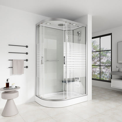 Home Deluxe Duschkabine mit Wasserfall und Rückenmassage WHITE PEARL - 120 x 80 cm Links