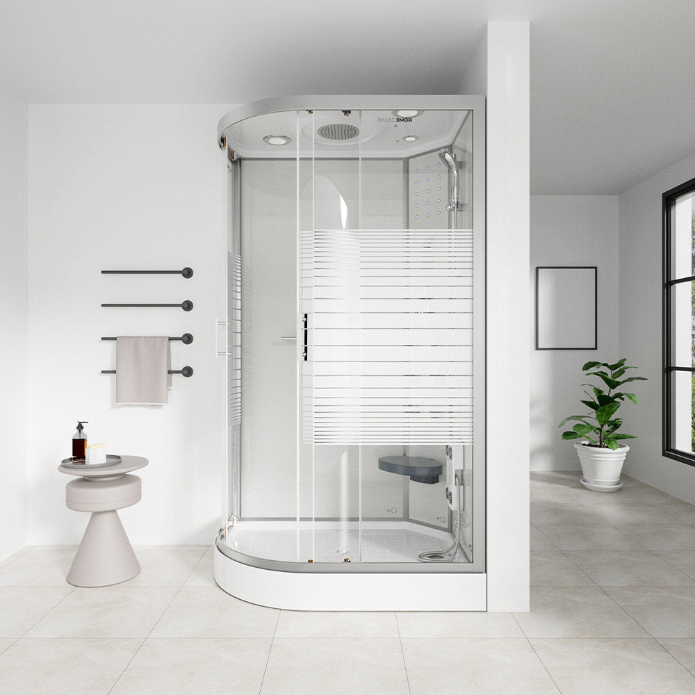 Home Deluxe Duschkabine mit Wasserfall und Rückenmassage WHITE PEARL - 120 x 80 cm Links