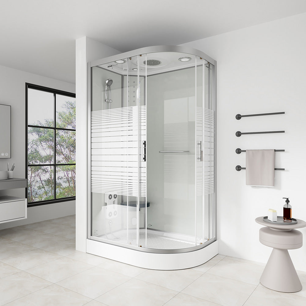 Home Deluxe Dampfdusche mit Wasserfall und Dampfsauna WHITE PEARL - 120 x 80 cm Rechts