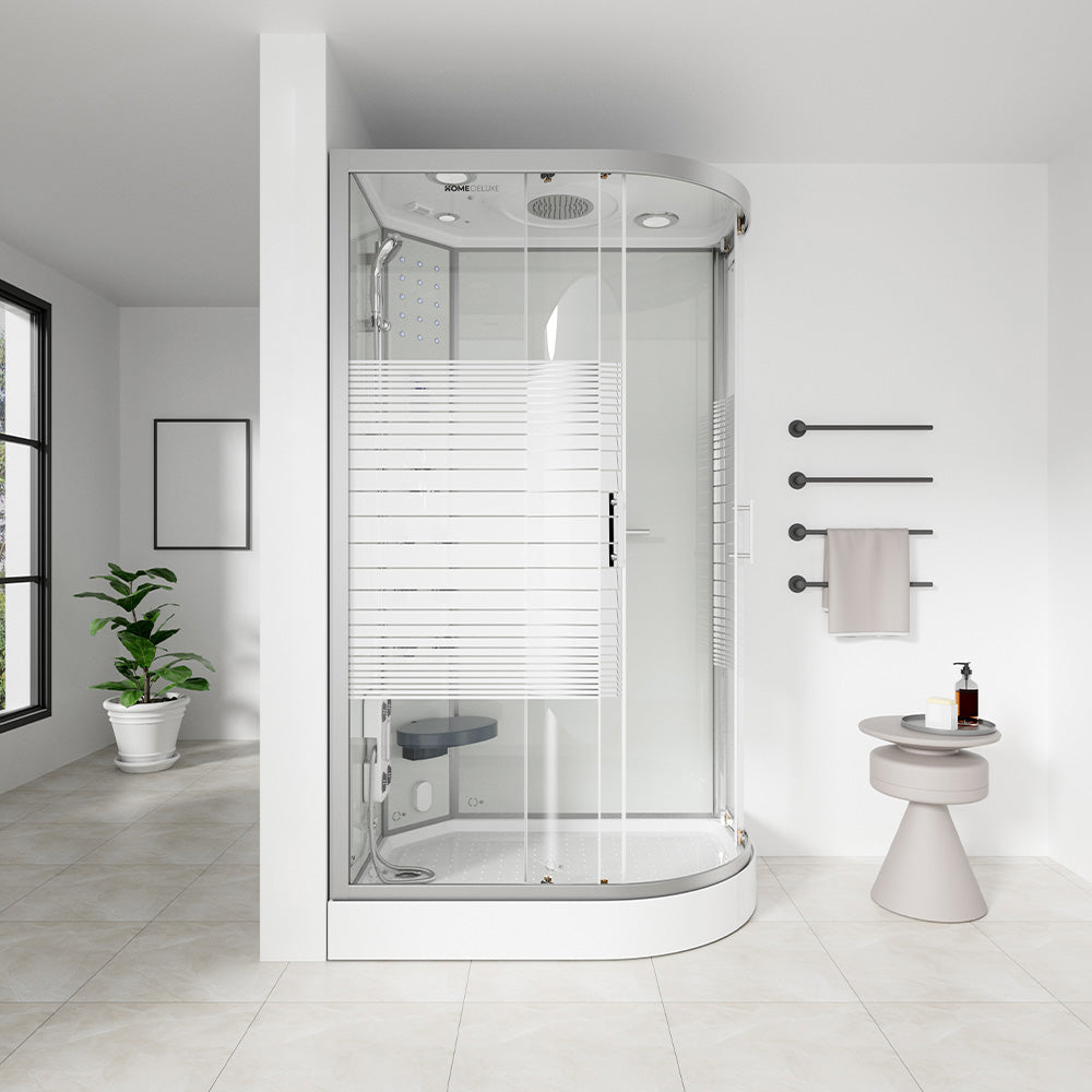 Home Deluxe Dampfdusche mit Wasserfall und Dampfsauna WHITE PEARL - 120 x 80 cm Rechts