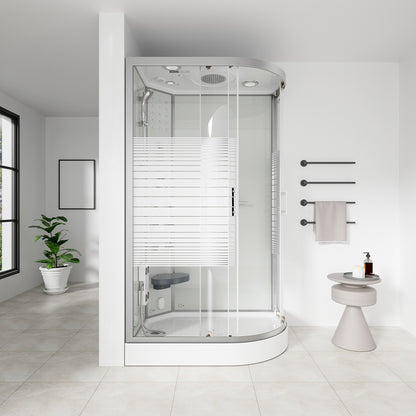 Home Deluxe Dampfdusche mit Wasserfall und Dampfsauna WHITE PEARL - 120 x 80 cm Rechts