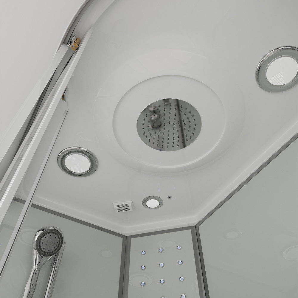 Home Deluxe Dampfdusche mit Wasserfall und Dampfsauna WHITE PEARL - 120 x 80 cm Rechts