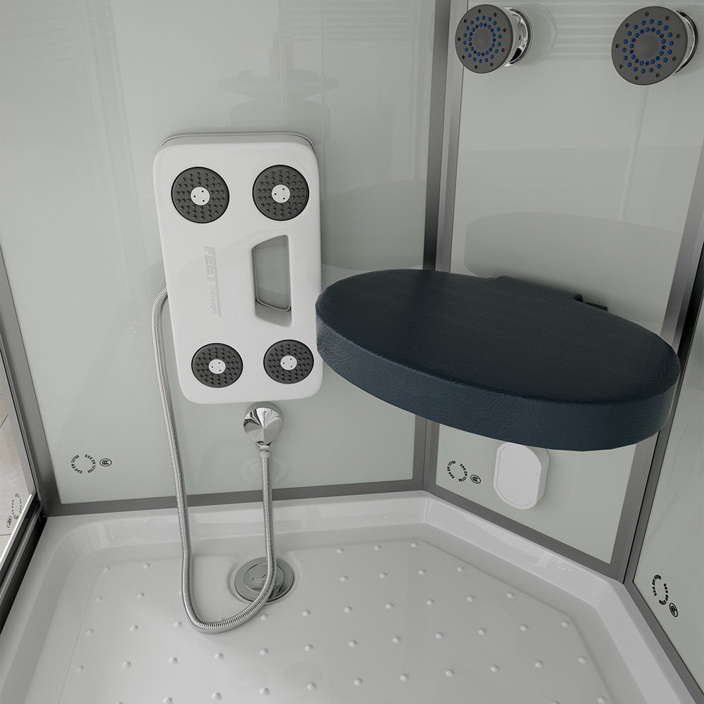 Home Deluxe Dampfdusche mit Wasserfall und Dampfsauna WHITE PEARL - 120 x 80 cm Rechts