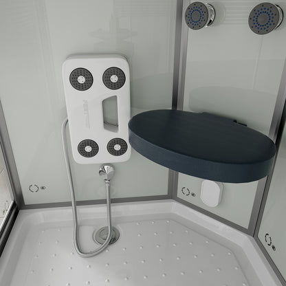 Home Deluxe Dampfdusche mit Wasserfall und Dampfsauna WHITE PEARL - 120 x 80 cm Rechts