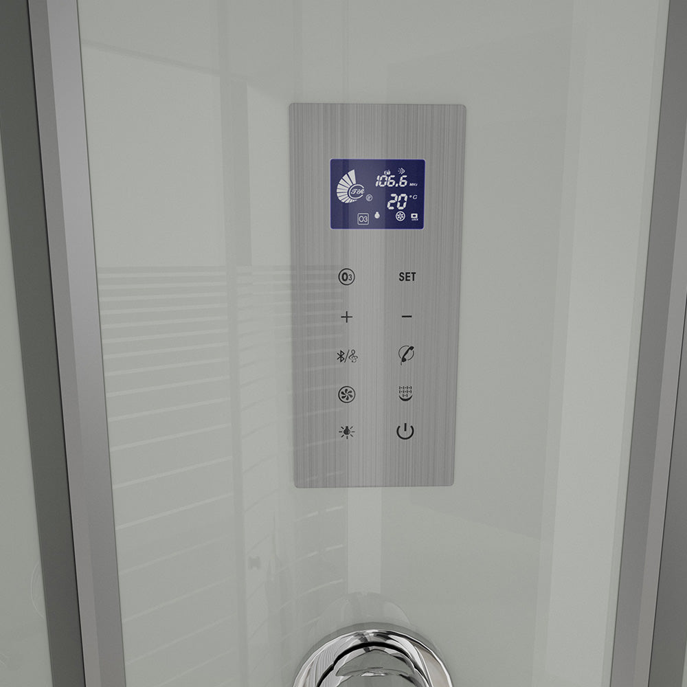 Home Deluxe Dampfdusche mit Wasserfall und Dampfsauna WHITE PEARL - 120 x 80 cm Rechts