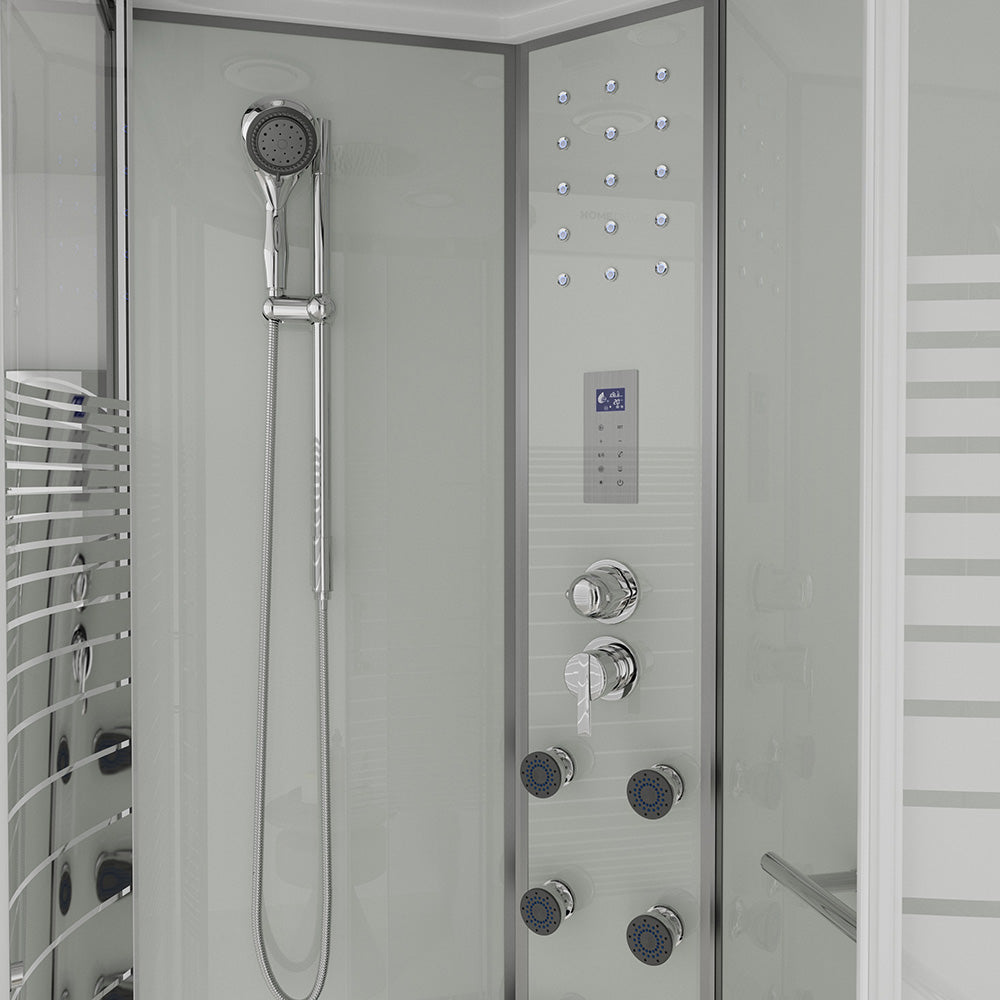 Home Deluxe Dampfdusche mit Wasserfall und Dampfsauna WHITE PEARL - 120 x 80 cm Rechts