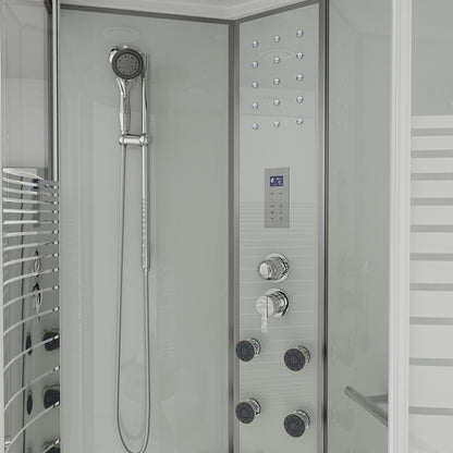 Home Deluxe Dampfdusche mit Wasserfall und Dampfsauna WHITE PEARL - 120 x 80 cm Rechts
