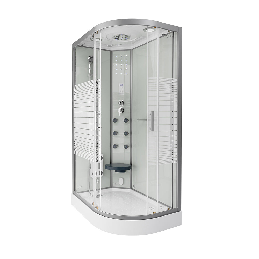 Home Deluxe Dampfdusche mit Wasserfall und Dampfsauna WHITE PEARL - 120 x 80 cm Rechts