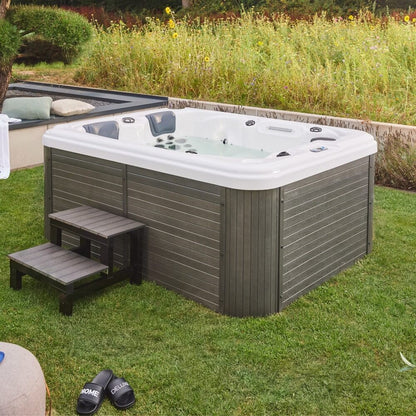 Home Deluxe Outdoor Whirlpool BEACH - Mit Treppe und Thermoabdeckung