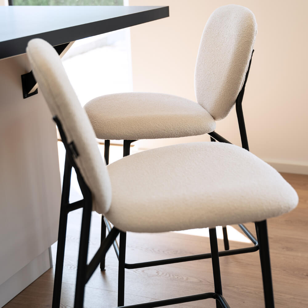Home Deluxe Barhocker Bouclé CELDA - 6er Set Weiß