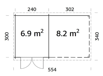 Palmako Ella 6,9+8,2 m2 - Grau tauchgrundiert