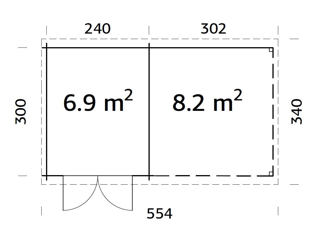 Palmako Ella 6,9+8,2 m2 - Transparent tauchgrundiert