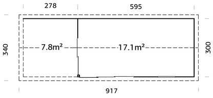 Palmako Amanda 17,1+7,8 m2 Slide - Lackiert dunkelgrau RAL7012 + anthrazit RAL7016