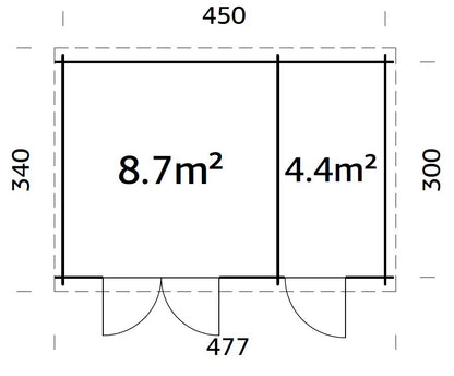Palmako Ella 13,1 m2 - Transparent tauchgrundiert