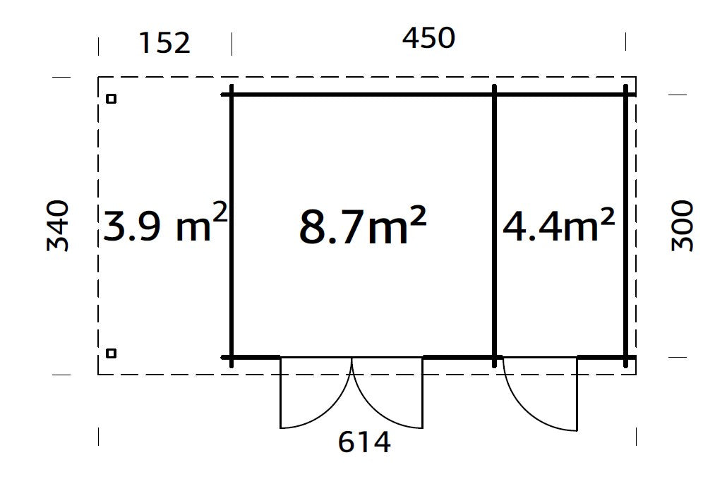 Palmako Ella 13,1+3,9 m2 - Grau tauchgrundiert