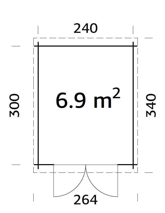 Palmako Ella 6,9 m2 - Lackiert hellgrau RAL7042 + anthrazit RAL7016
