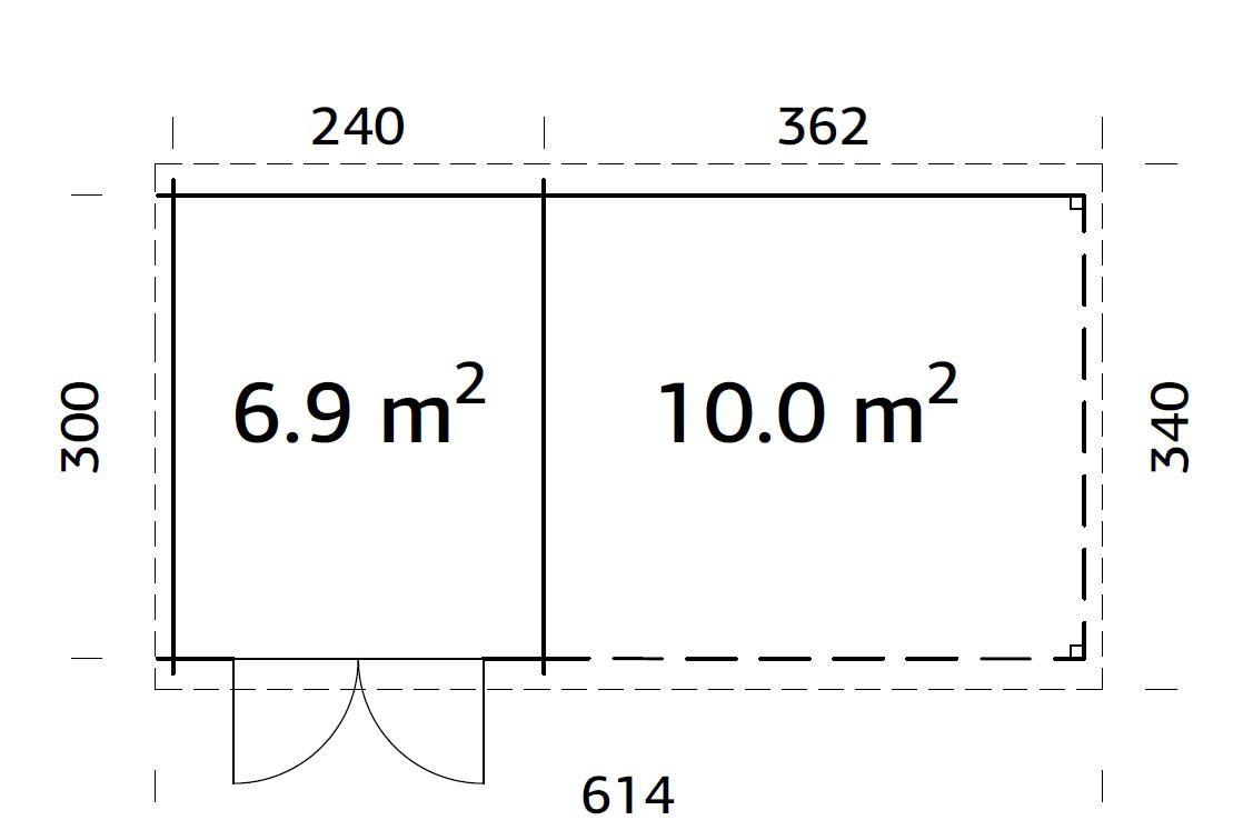 Palmako Ella 6,9+10,0 m2 - Grau tauchgrundiert