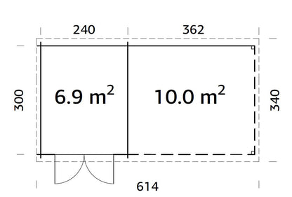 Palmako Ella 6,9+10,0 m2 - Lackiert dunkelgrau RAL7012 + anthrazit RAL7016