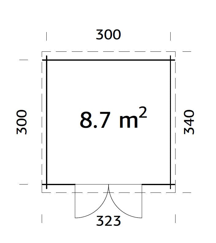 Palmako Ella 8,7 m2 - Lackiert hellgrau RAL7042 + weiß RAL9016