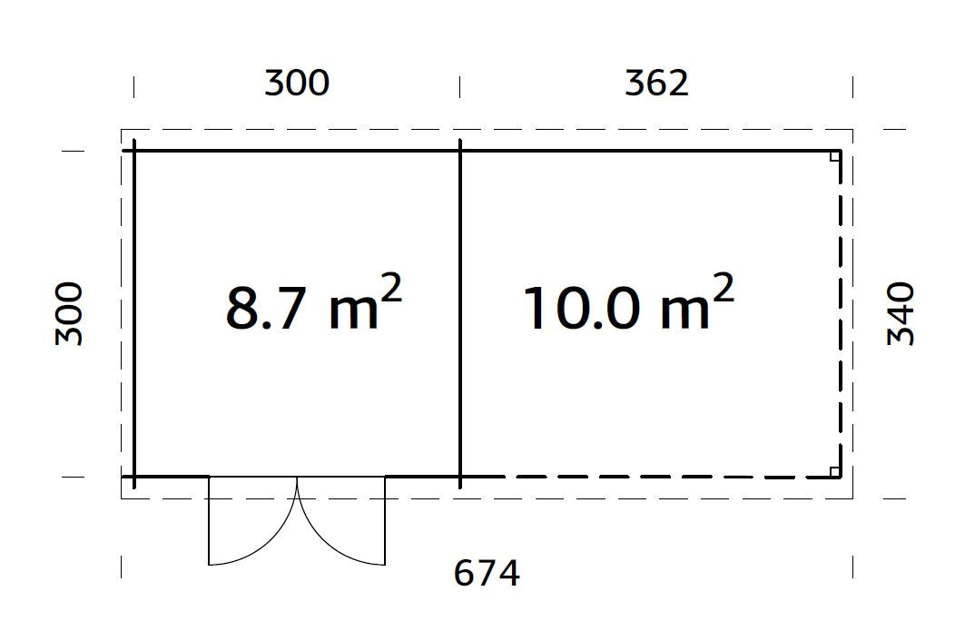 Palmako Ella 8,7+10,0 m2 - Lackiert dunkelgrau RAL7012 + weiß RAL9016