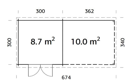 Palmako Ella 8,7+10,0 m2 - Grau tauchgrundiert