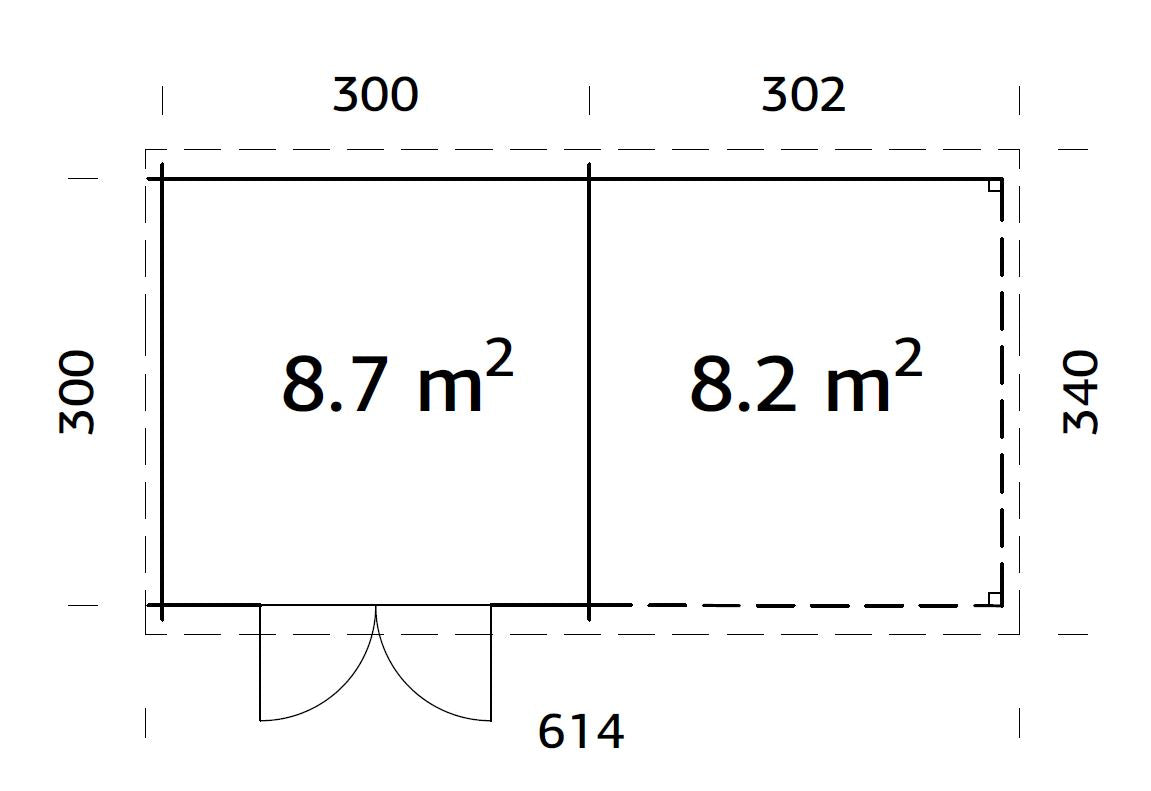 Palmako Ella 8,7+8,2 m2 - Hellbraun tauchgrundiert
