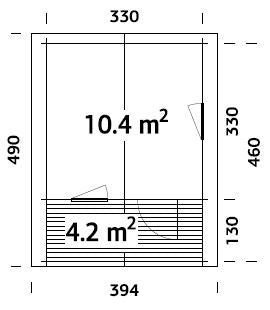 Palmako Emma 10,4+4,2 m2 - Naturbelassen