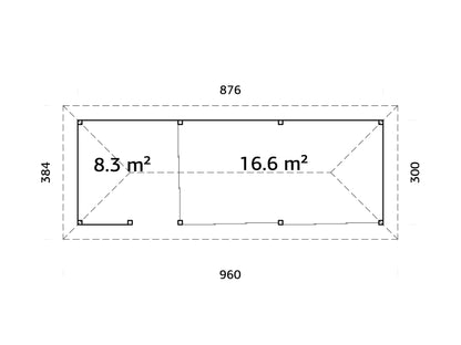 Palmako Bianca 24,9 m2 Set 519 Slide Plus - Grau tauchgrundiert