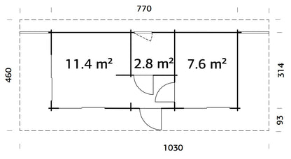 Palmako Cecilia 21,8 m2 - Naturbelassen