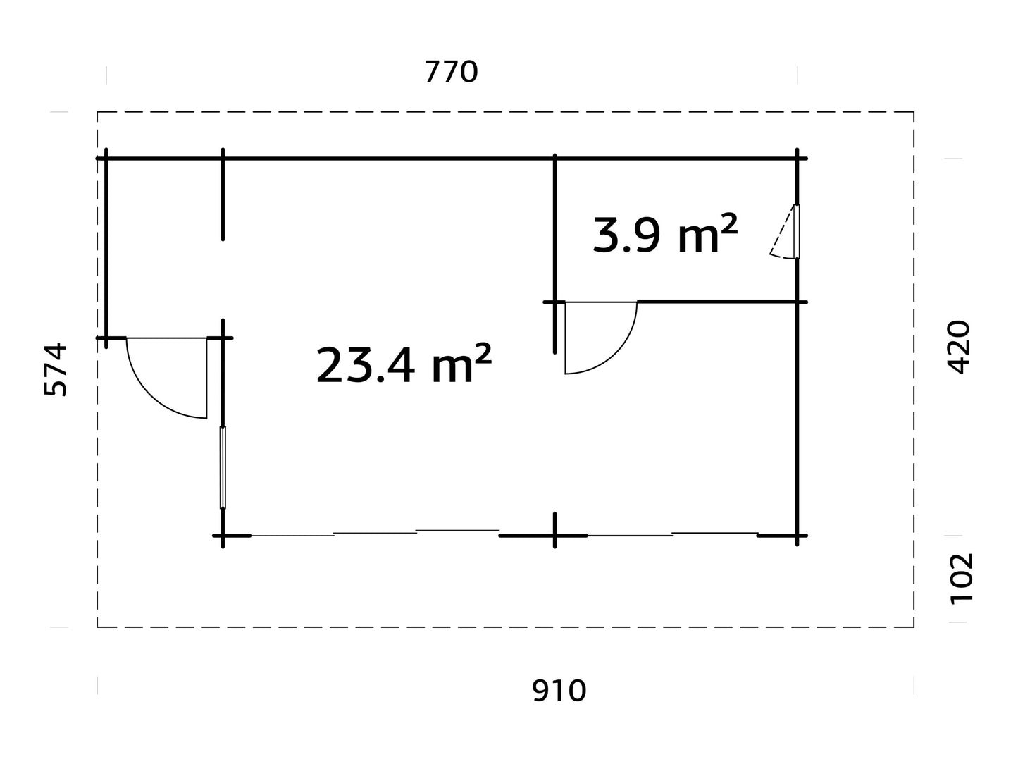 Palmako Cecilia 27,3 m2 - Naturbelassen