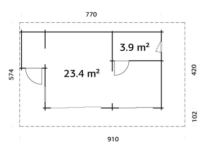Palmako Cecilia 27,3 m2 - Naturbelassen