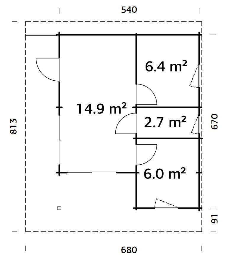 Palmako Cecilia 30,0 m2 - Naturbelassen