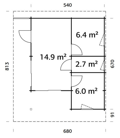 Palmako Cecilia 30,0 m2 - Naturbelassen