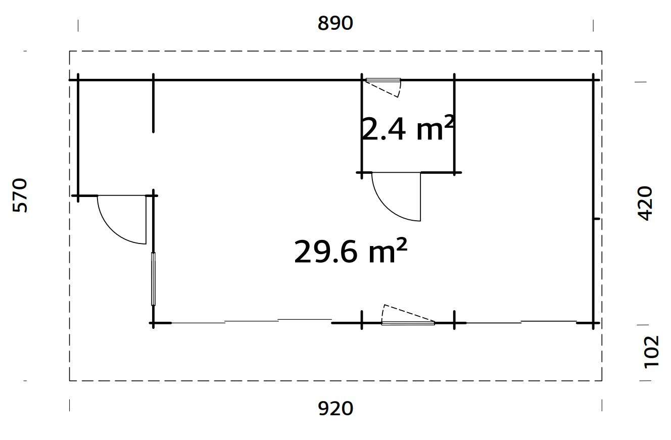 Palmako Cecilia 32,0 m2 - Naturbelassen