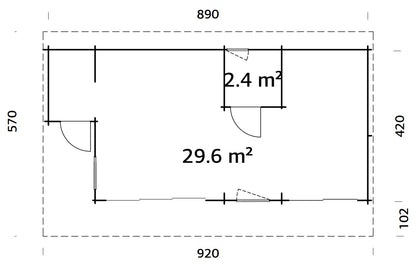 Palmako Cecilia 32,0 m2 - Naturbelassen