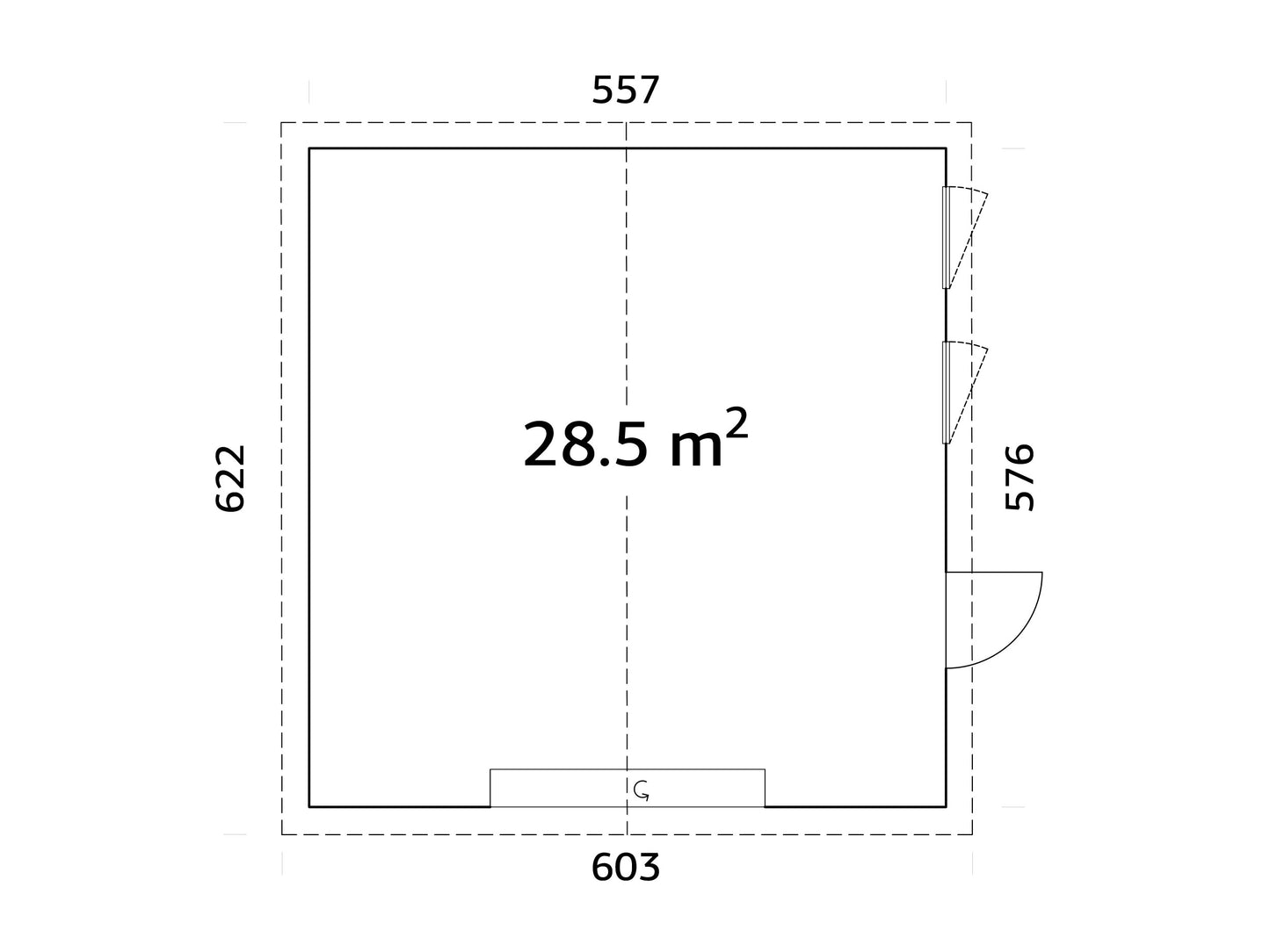Palmako Andre 28,5 m2 mit Sektionaltor - Naturbelassen