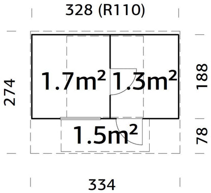 Palmako Anette 3,0+1,5 m2 - Naturbelassen