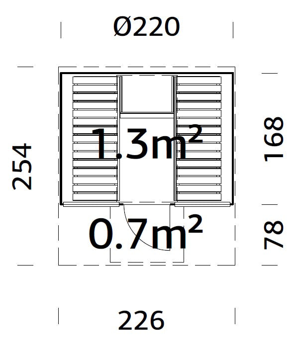 Palmako Anita 1,3+0,7 m2 mit Glasfront - Naturbelassen